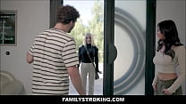 FamilyStroking - MILF Stepmom Films Her Big Dick Stepson Fucking Hot Teen Girlfriend For Income