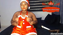 Naughty Hot Wife in Santa Costume, Big Black Dildo, Multiple Squirting Orgasm - Mara Exotic