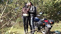 Raw biker drill innocent young babe in public