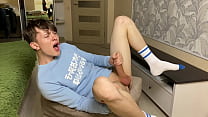 Teen guy CUM VIDEO big dick strong orgasm /9 inch