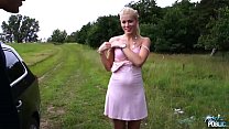 Driver took cute young blonde to fields where fuck her tight pussy