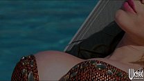 Sexy bikini-clad wife Kagney Lynn Karter sucks & fucks poolside