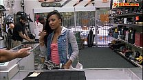 Hot ebony gets fucked at the pawnshop for the golf clubs