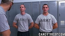 Two army guys suck sergeant thick dick