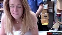 Petite blonde teen shoplifter fucked roughly on CCTV