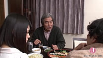 Cute short-haired Japanese wife with gorgeous ass cannot resist her father-in-law's big cock
