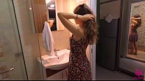 Beautiful Hanna take a shower with black dildo till orgasm