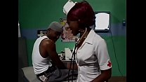 Black nurse with big tits relieves patients pain with her tongue and cunt