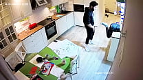 Real Couple Evening Kitchen Hot Action