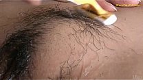 Chinese shaving her little hairy pussy