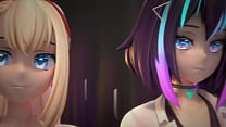 Hot sex with Hentai Vtuber Elfie Love who enjoys deep double penetration, black tight ballgag and huge squirt in the naughty submissive waifu mod with loud moans and pleasure