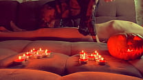 Blowjob from a sexy witch on Halloween! Cum in mouth