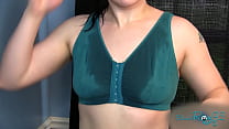Sweat Soaked Bouncing Boobs ALL NATURAL MILF TITS housewife exercise topless work out