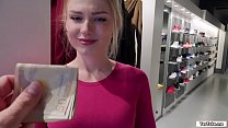 Russian sales attendant sucks dick in the fitting room for a grand
