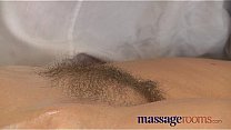Massage Rooms Mature woman with hairy pussy given orgasm