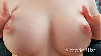 beautiful breasts close up and playing with them