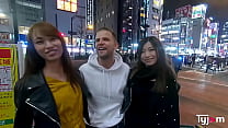 Mona Ayami and Tsubaki Kato hard fucking with a huge white cock