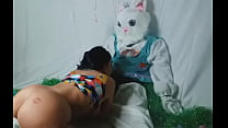 Easter bunny Gibby the clown gets his dick sucked by Easter slut