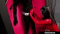ToyGirl Nicci Tristan arrives in a box with some sex toys included! Butt plug, face dildo - boy, Mistress RubberDoll is going to have a good ole time with her new latex !