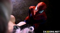 Spidey bangs Black Cats wide spread shaved pussy