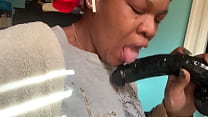 Pretty pussy Sugarbabyfi sucking big black dildo and showing that slim thick booty for xvideos and myself.