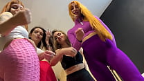 POV Ass Worship Female Domination and Jerk Off Instruction With Four Young Mistresses In Leggings and Panty