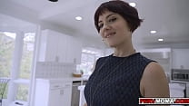 Stepmom Jessica Ryan giving her stepsons his breakfast fucking her milf twat over the kitchen counter