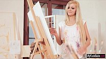 Stepmom Summer paints Diore before and after a threesome