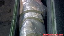 Mummified submissive learns discipline