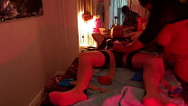 A man receives a sensual penis and butt massage while dressed in sexy nylon lingerie and nylon stockings