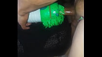 Using an inexpensive homemade device to stroke my cock!