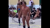 Naked soccer in public in seval persons watching
