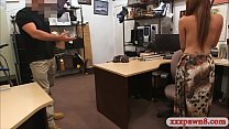 Crazy latin bitch drilled by pawn keeper in his office