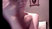 Hot teen masturbate in front of webcam with cucumber