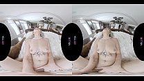 All natural blonde masturbates with her vibrator in virtual reality