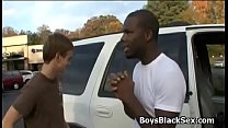 Teen gay blonde dude suck huge black dick