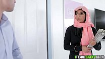 Sexy teen in hijab gets a deal with the nosy guy and makes him keep his mouth shut