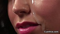 Tempting nympho enjoys a throat fucking and lots of jizm on her face