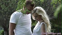 Euro model banged by lover in outdoor action