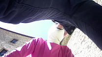 Laura on Hee step sister on sexy clothes and white mask takes a cock in her mouth and cum in mouth