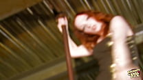 Hung guy makes young redhead stripper squirt dry and fucks her ass