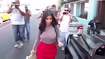(Video) Kim Kardashian B tt Too Big For Her Tight Skirt   Can't Get Out Of Her C