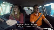 Bigboob british beauty blows dick before riding in car duo