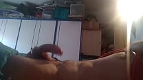 Twink enjoy and cum on bed