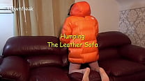 Leather Sofa Down Jacket Masturbation!