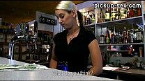 Hot blonde bartender gets pussy banged good for money