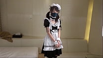 A cute Japanese girl of short stature gets a blowjob in maid cosplay, uncensored, chippy, small breasts