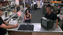 Sexy latin chick selling a TV got some cash for some sex