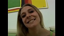 Horny blonde bitch gives BJ from POV and catches cumshot with her ass