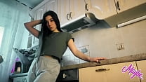 Sexy teen close up solo on the kitchen